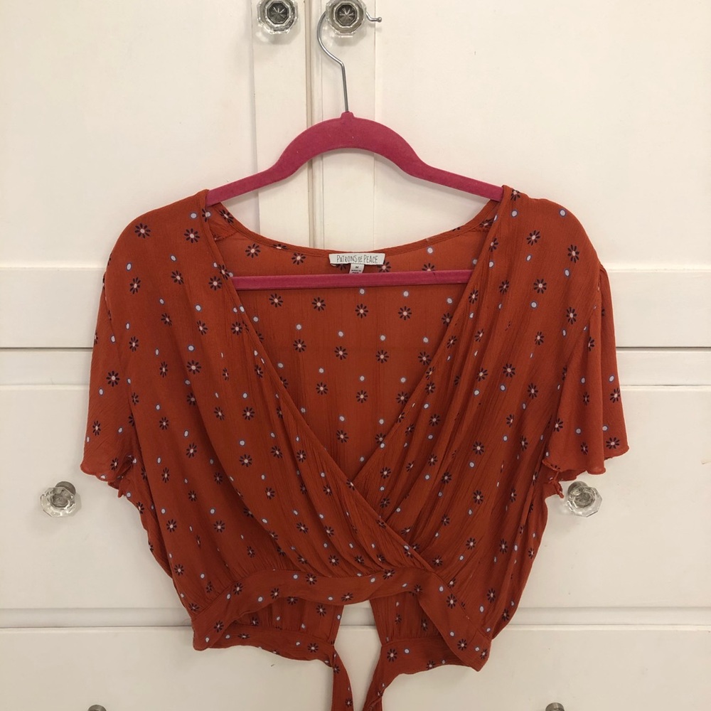 Anthropologie Patrons of Peace Crop Tie Top - Picture 2 of 4